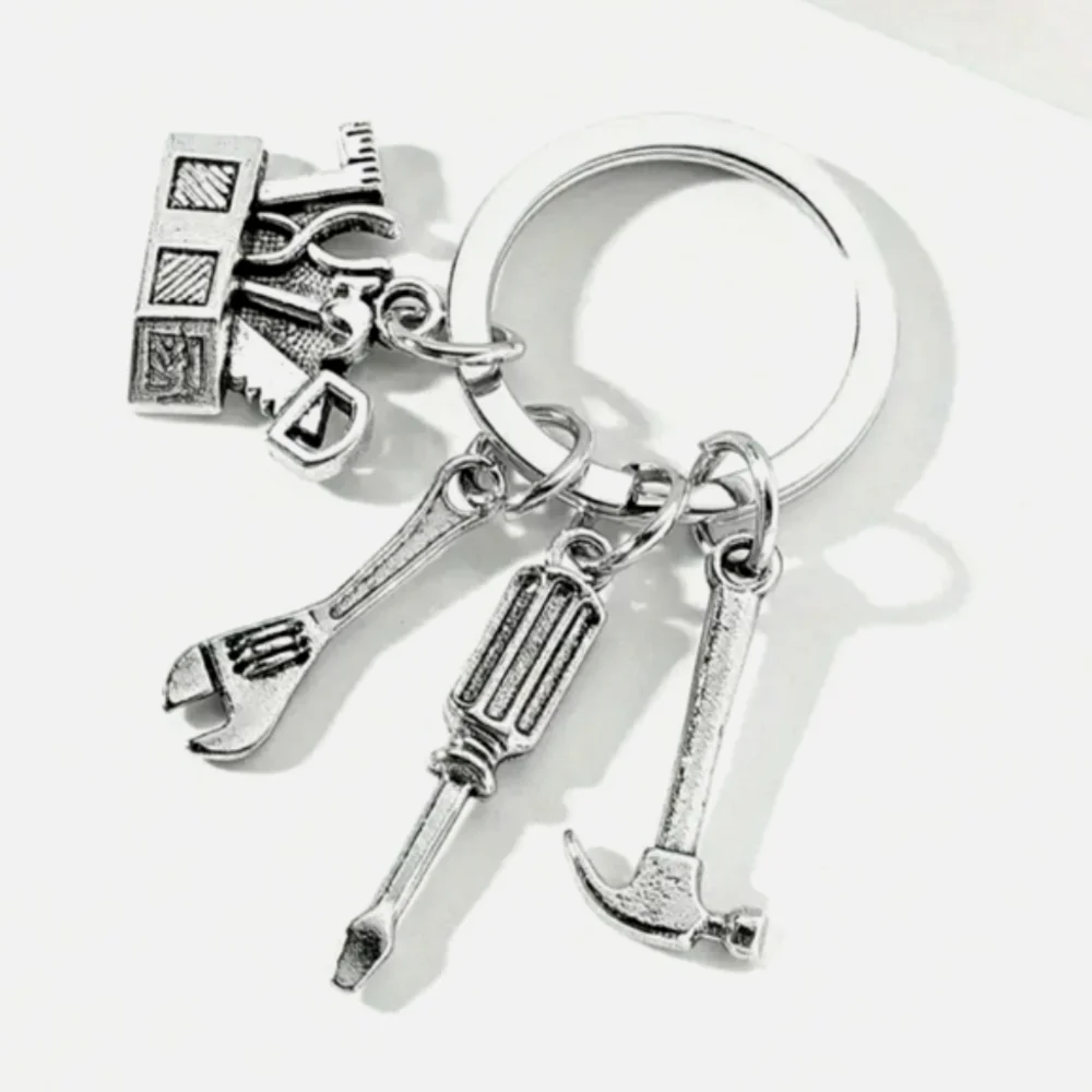 NEW Toolbox and Tools Silver Keychain Key Ring